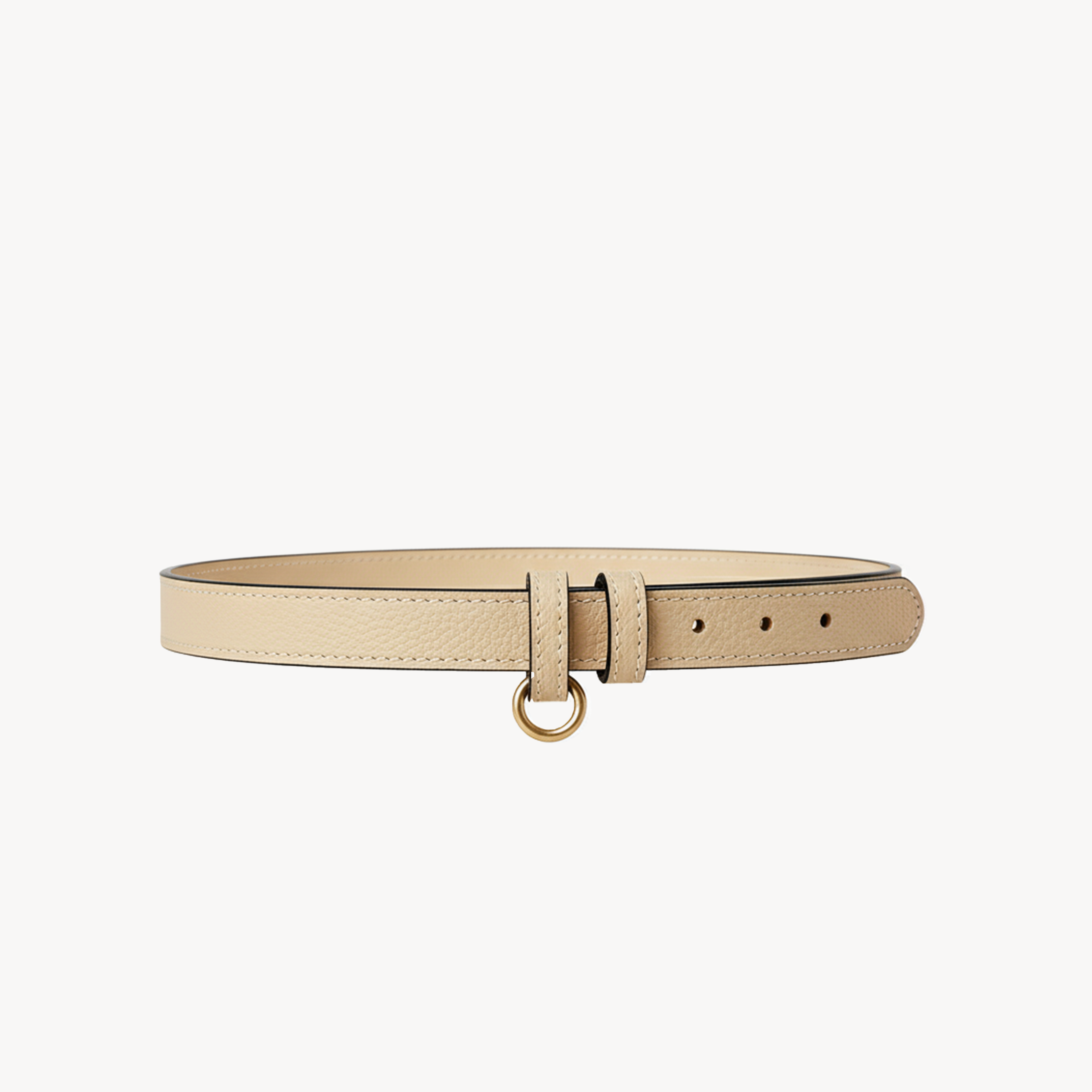 Cream leather belt from Arvak + Sól, featuring a simple buckle and smooth finish, ideal for casual or formal wear.