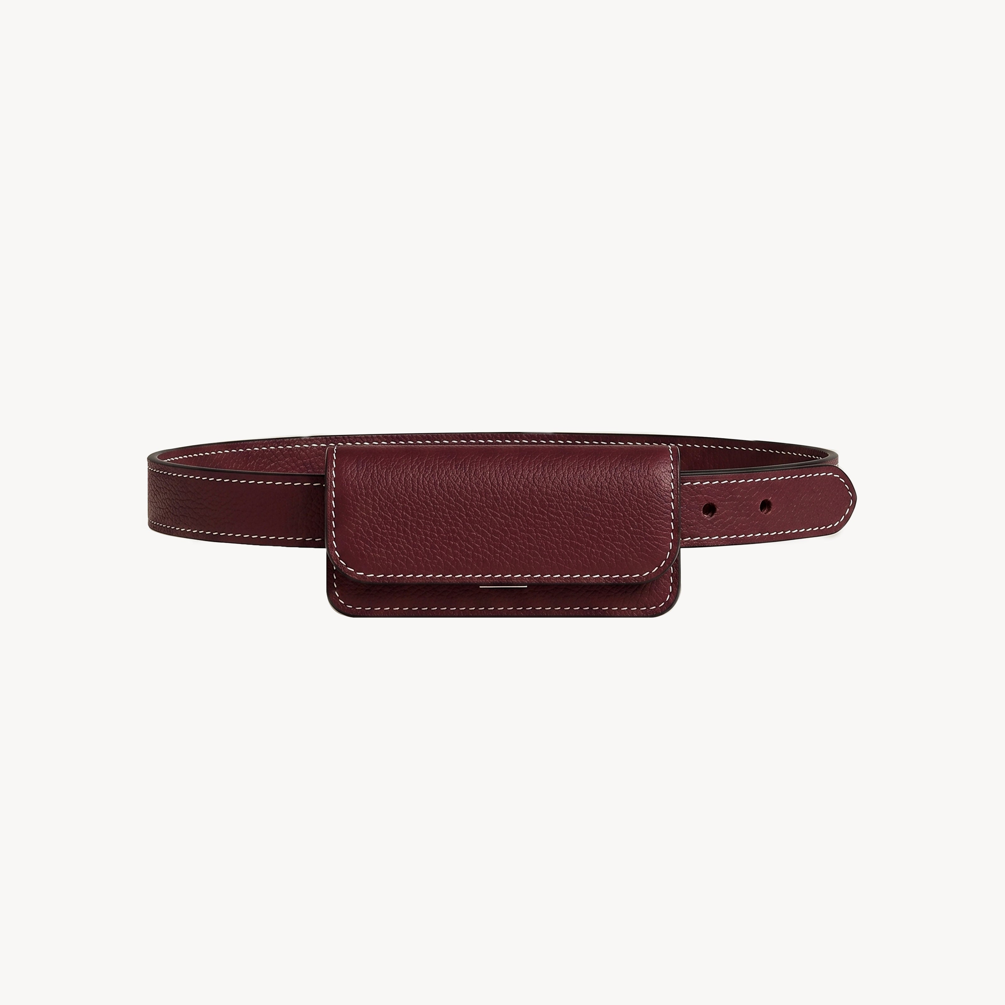 Arvak + Sól burgundy belt bag with mini flap design, featuring a sleek, compact style and adjustable strap.