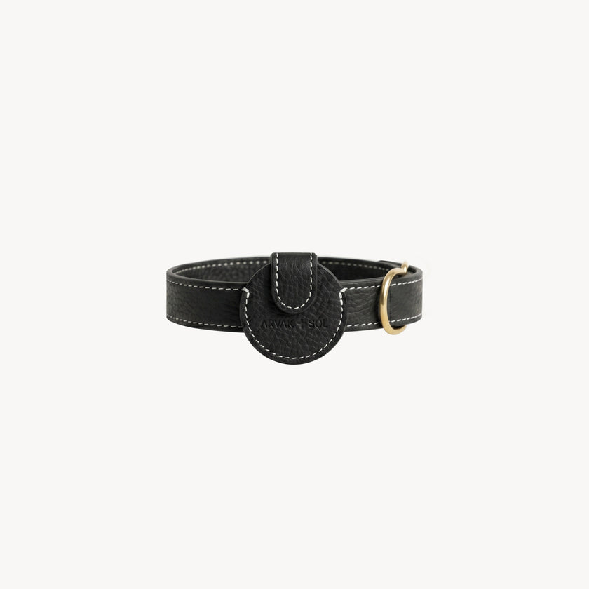Black Arvak + Sól Not Your Classic Collar Airtag case with sleek design and sturdy material for pet collar attachment.