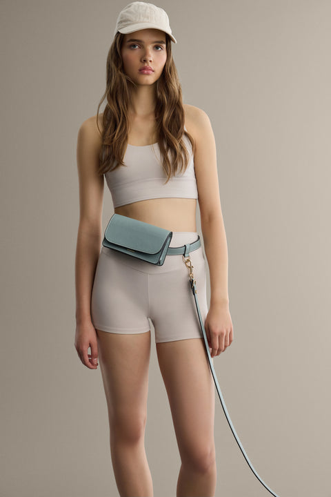 Arvak + Sól Belt Bag showing black leather design with adjustable strap and compact size for everyday carry.